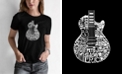 LA Pop Art Women's Word Art Rock Guitar Head T-Shirt